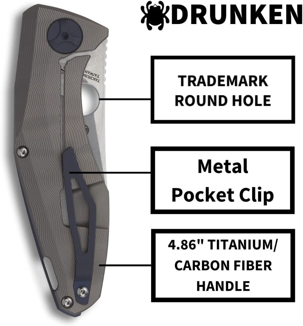 Spyderco Drunken Prestige Premium Knife with 3.50" CPM S90V Stainless Steel Blade and Black Titanium Carbon Fiber Handle
