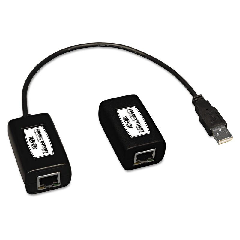 Tripp Lite 1-Port USB over Cat5 / Cat6 Extender, Transmitter and Receiver, up to 150-ft.(B202-150),Black
