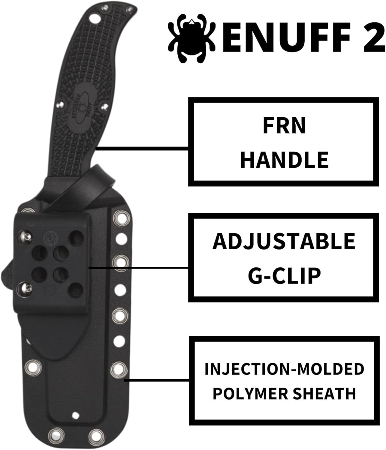 SPYDERCO Enuff 2 Fixed Blade Knife with FRN Handle and Polymer Sheath