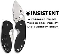 Spyderco Insistent Folding Knife - Black G-10 Handle with CombinationEdge, Full-Flat