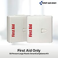First Aid Only 90580 50-Person SmartCompliance OSHA First Aid Cabinet for Businesses, Large Plastic First Aid Cabinet Without Medications, 203 Pieces