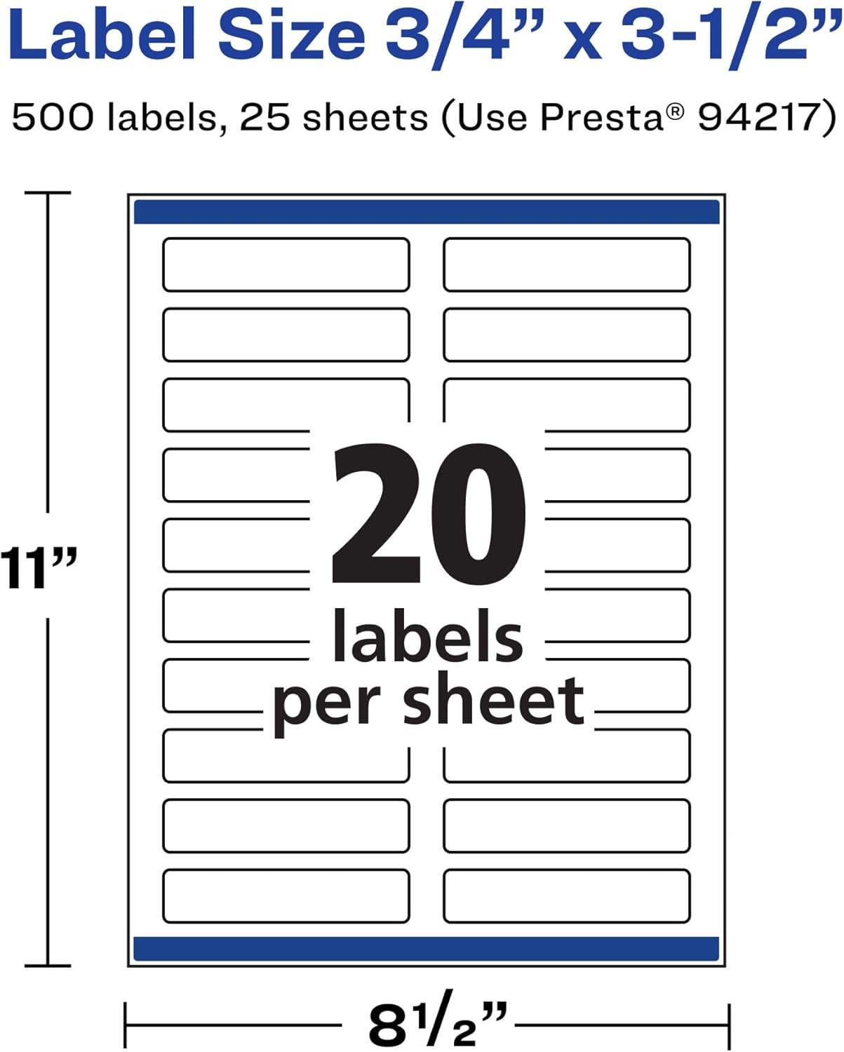 Avery Durable Waterproof Rectangle Labels, Sure Feed Technology, 0.75" x 3.5", 500 Total