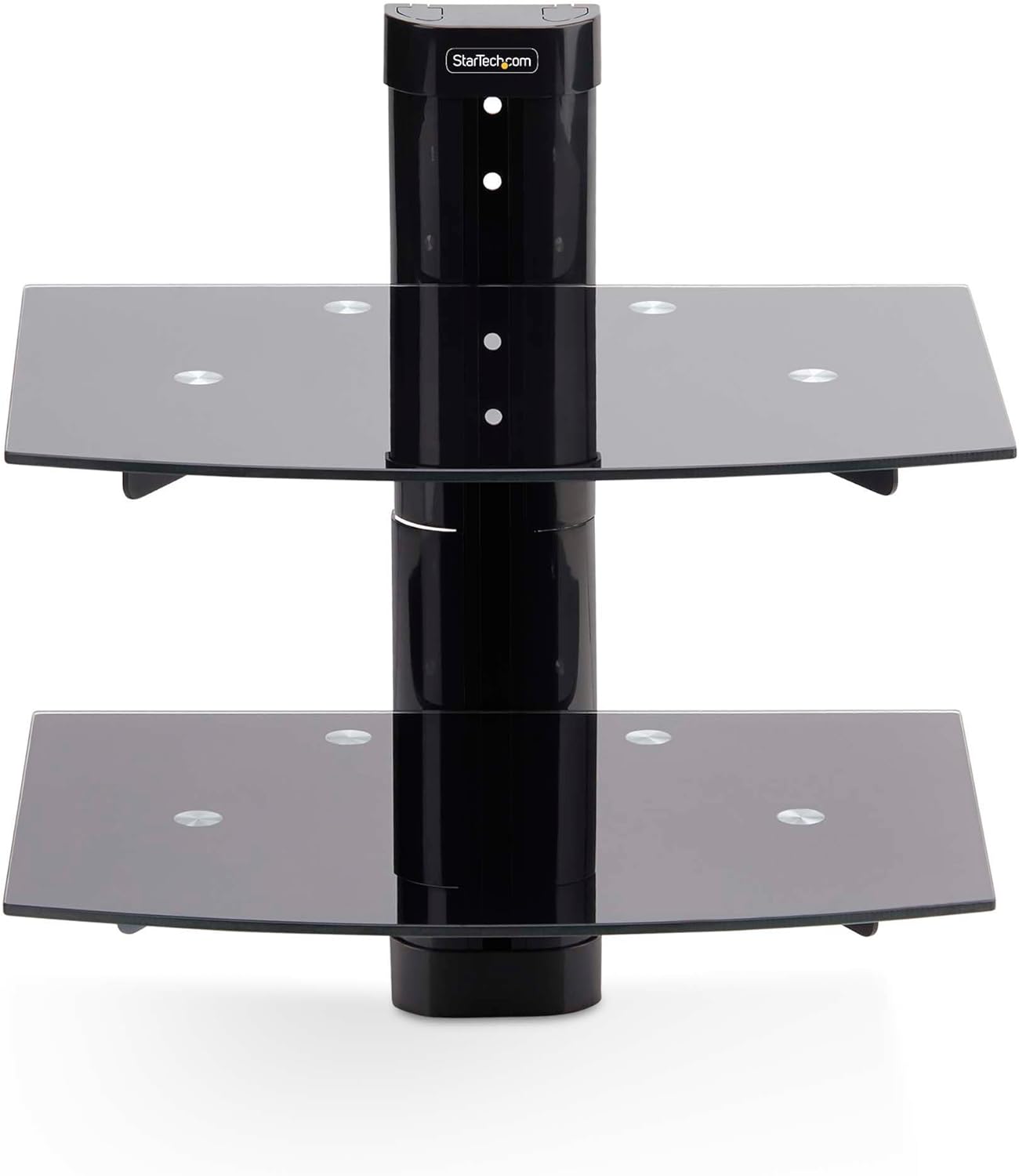 StarTech.com Floating Wall-Mounted AV Shelf, 5mm Black Tempered Glass, Adjustable Height