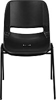 Flash Furniture HERCULES Series 440 lb. Capacity Kid's Black Ergonomic Shell Stack Chair with Black Frame and 14" Seat Height Black Plastic/Black Frame Set of 1