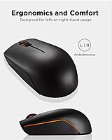 Lenovo 300 Wireless Mouse – Computer Mouse for PC, Laptop with Windows – Ambidextrous Design – 2.4 GHz Nano USB Receiver