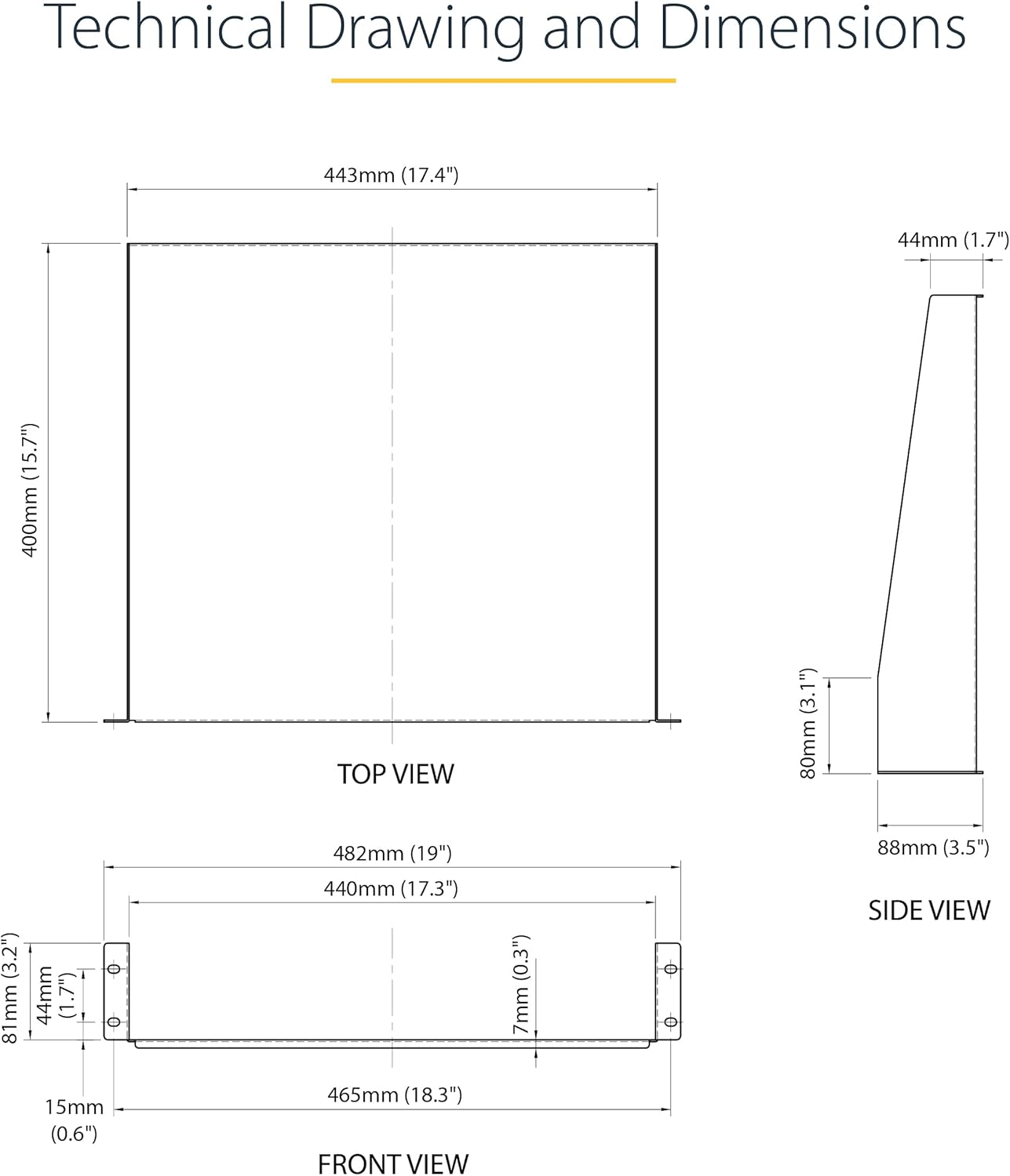 StarTech.com Universal Server Rack Shelf - Fixed Cantilever Tray for 19in Racks