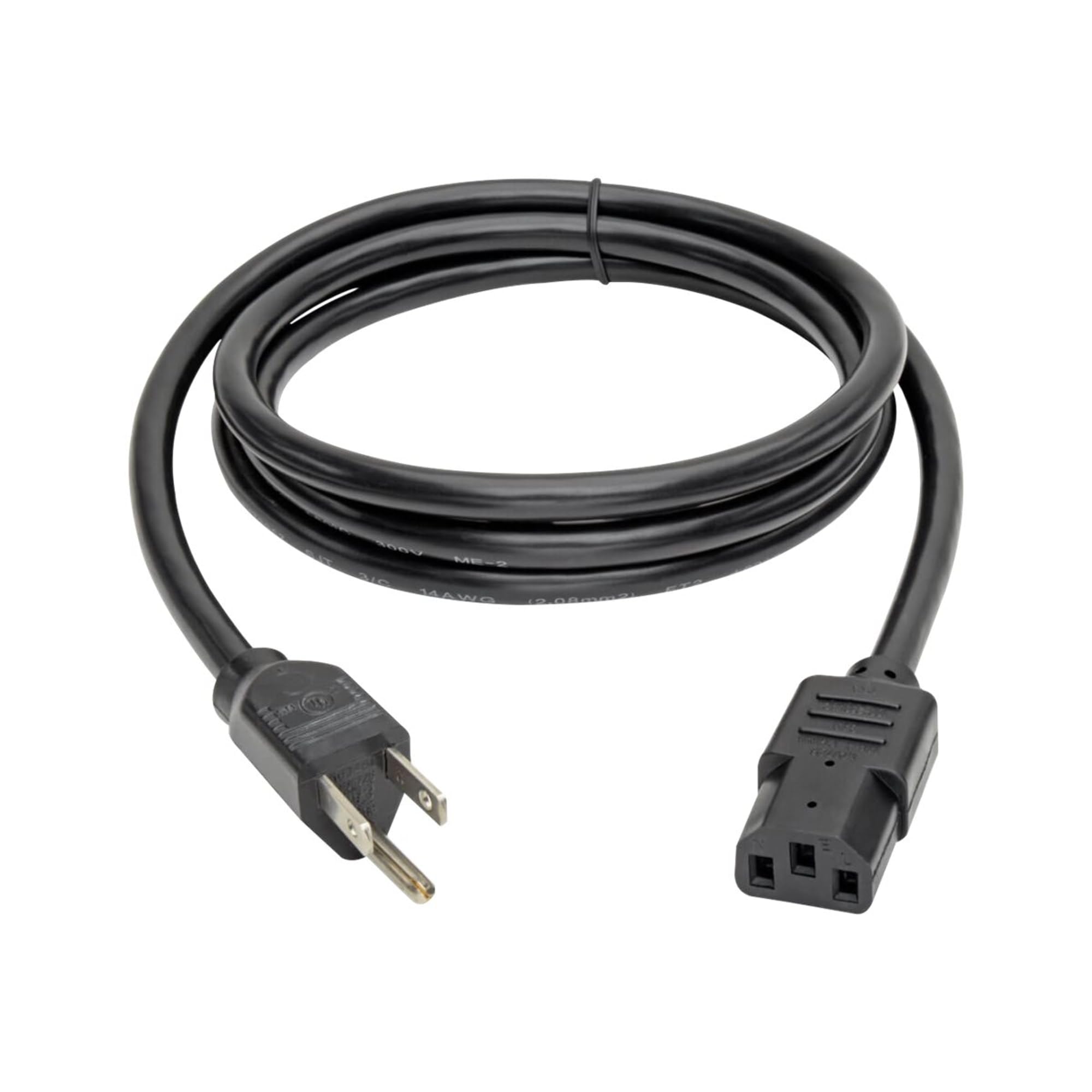 Tripp Lite Heavy-Duty Computer Power Cord, 15A, 14 AWG (NEMA 5-15P to IEC-320-C13)