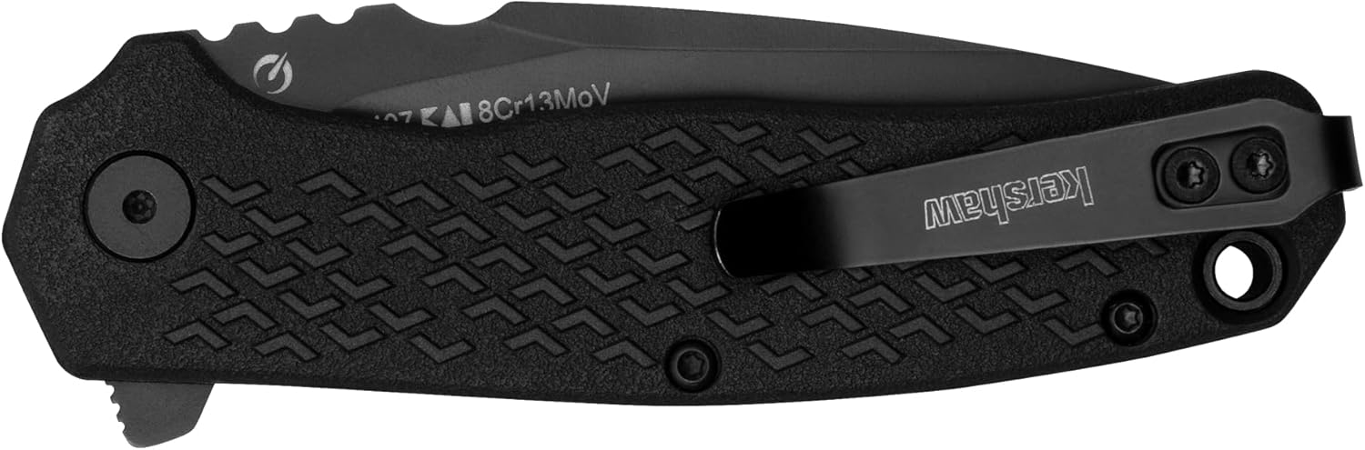 Kershaw Conduit Folding Pocket Knife, 2.9 inch Assisted Opening Blade, Black Spearpoint Blade, Liner Lock, Pocketclip,grey