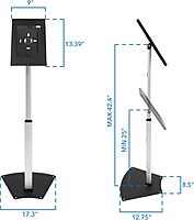Mount-It! Anti-Theft Tablet Kiosk Floor Stand Compatible with iPad 10, 9, 8, Pro 11, 10.5, Air 10.5, Height Adjustable Locking Kiosk for iPad, Steel Kiosk for Business and Retail Ipad Gen 10