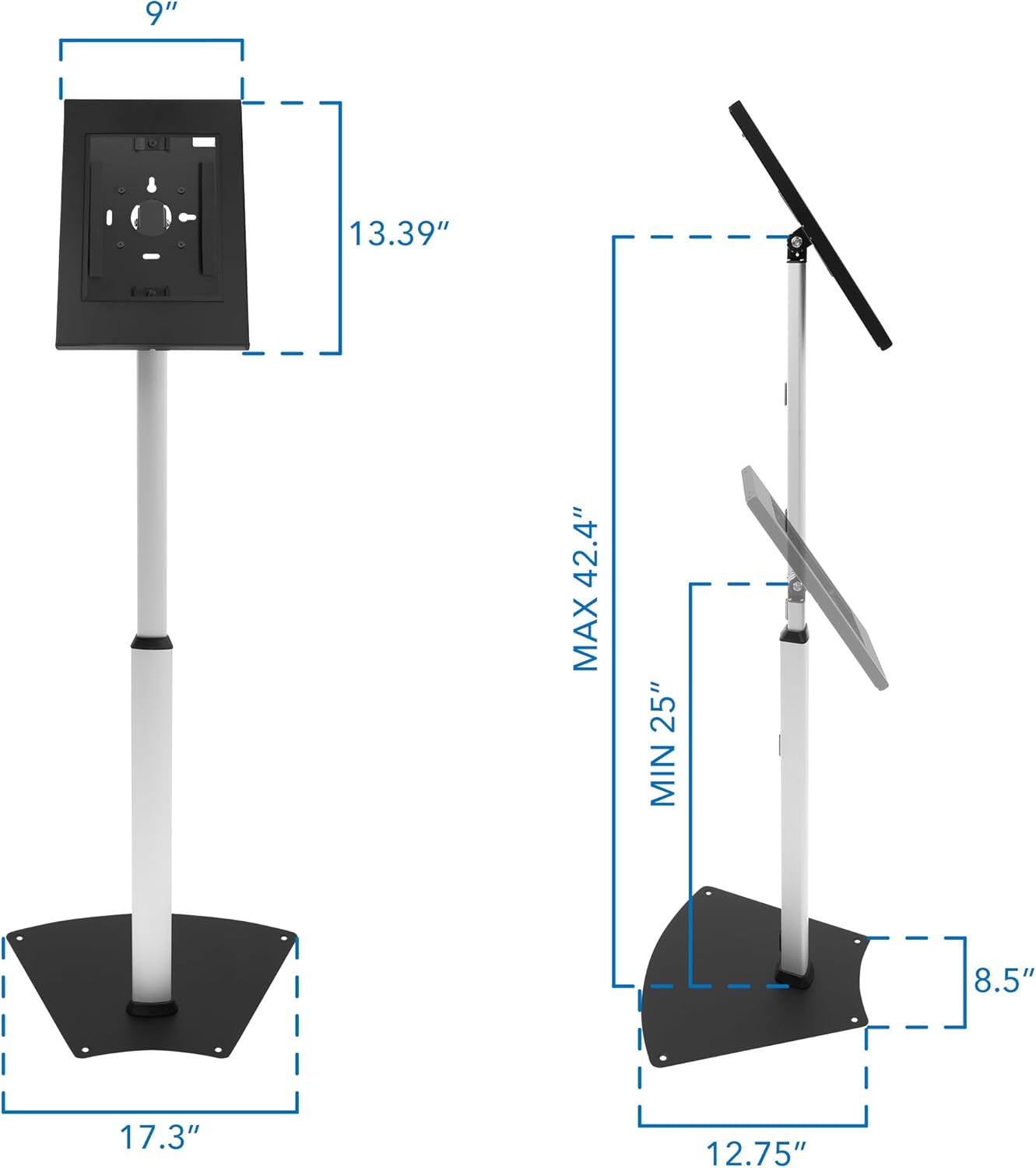 Mount-It! Anti-Theft Tablet Kiosk Floor Stand Compatible with iPad 10, 9, 8, Pro 11, 10.5, Air 10.5