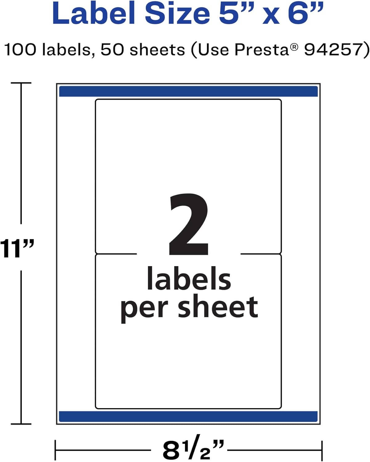 Avery Matte White Rectangle Labels, Sure Feed Technology, 5" x 6"