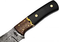 BucknBear Sharp Custom Handmade 1095 Rain Drop Damascus Fixed Blade Hunting Knife with Leather Sheath (Micarta/Wood Handle)