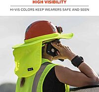 Ergodyne Chill-Its 6660 Attachable Hard Hat Brim with Neck Shade, Lime (Pack of 3)