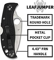 Spyderco Leafjumper Lightweight Mid-Sized Pocket Knife with VG-10 Stainless Steel and Black FRN Handle - PlainEdge - C262BK