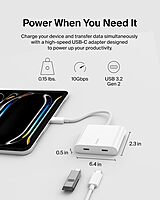 Belkin USB C Splitter - Dual Port Hub - 1 x USB-C 3.2 Gen2 Port & 1 x 100W PD Port