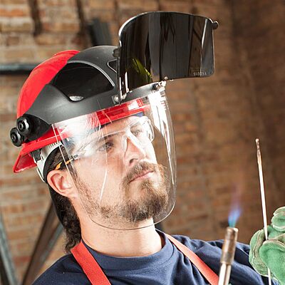 SELLSTROM Safety Face Shield with Universal Hard Hat Slot Adapter, Clear Anti-Fog Polycarbonate