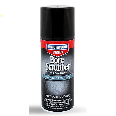BIRCHWOOD CASEY Bore Scrubber 2-in-1 Cleaner Gun Solvent for Removing Carbon, Powder, Copper, Lead & Plastic Wad Residue, 10oz Aerosol