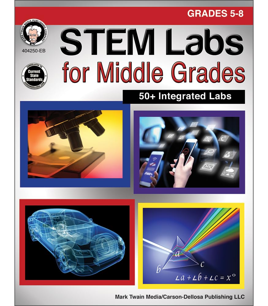 Mark Twain Middle School STEM Labs Activity Book, Science Workbook for Grades 5-8 With 50+ Integrated Activities