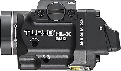 Streamlight 69466 TLR-8 HL-X sub USB 1000-Lumen Weapon Rail-Mounted Rechargeable Tactical Flashlight with Integrated Red Aiming Laser for Glock 43X/48 MOS and 43X/48 Rail Only, Black