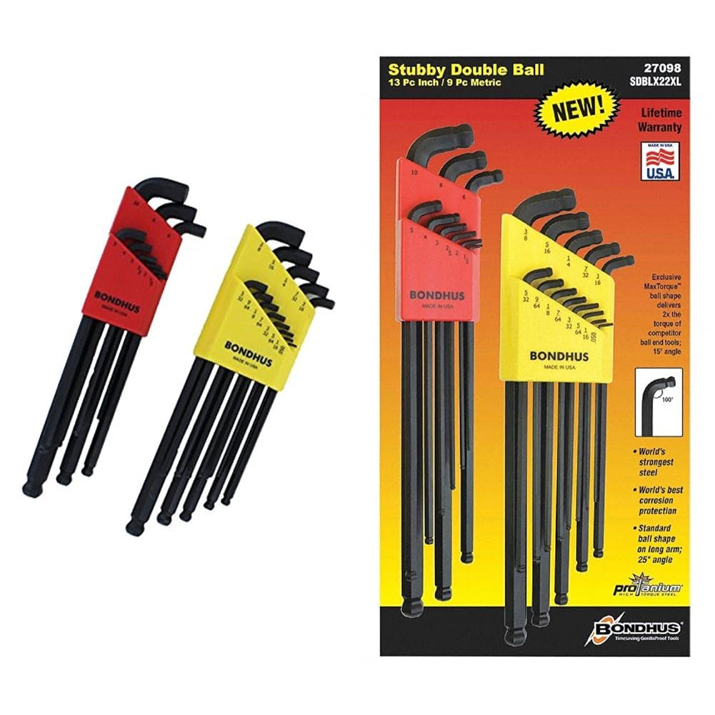 Bondhus 0.050-3/8" & 1.5-10mm Stubby Ball End Hex Key 22pc & 13pc Double Pack Hex Key Double Pack + Double Pk