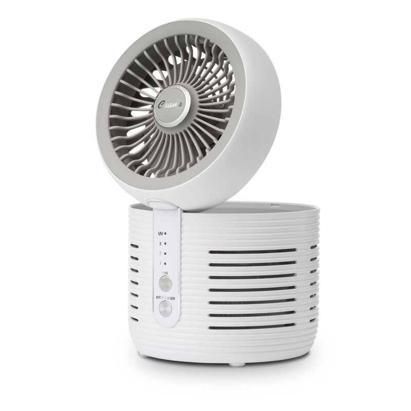 Crane 2-in-1 Air Purifier and Desk Fan, Fan and Air Purifier Combo, Ideal Office Desk Fan, Night Stand Fan, or Mini Fan For Dorm, Small Bedroom Fan, Small HEPA Air Purifier, Small Fan For Desk