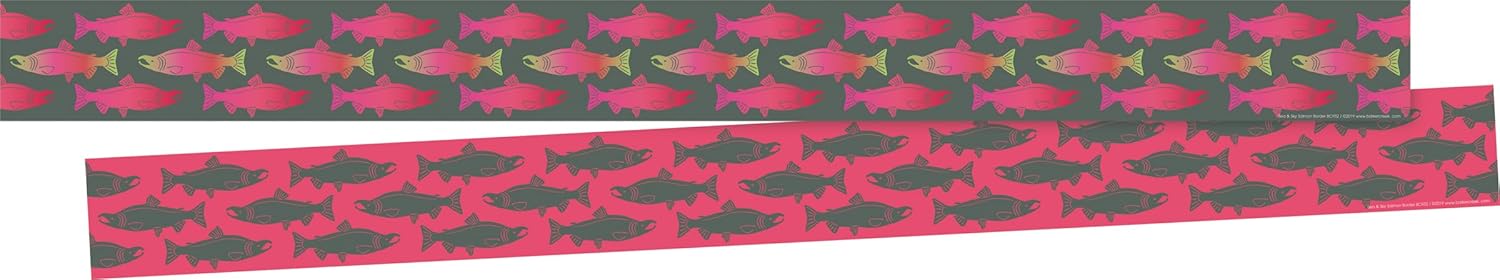 Barker Creek Double-Sided Border, Sea & Sky Salmon, Trim Out Bulletin Boards and Create Colorful Displays with 70' of
