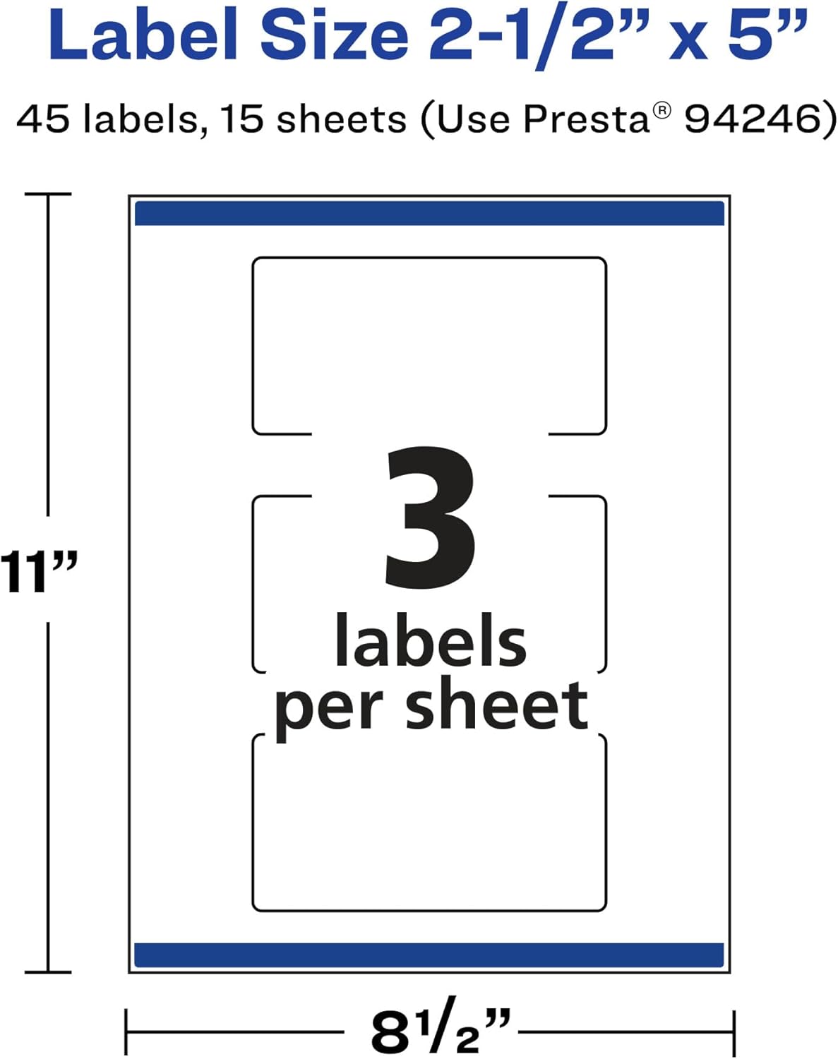Avery Matte White Removable Rectangle Labels, Sure Feed Technology, Print-to-The-Edge, 2.5" x 5", Laser/Inkjet Printable