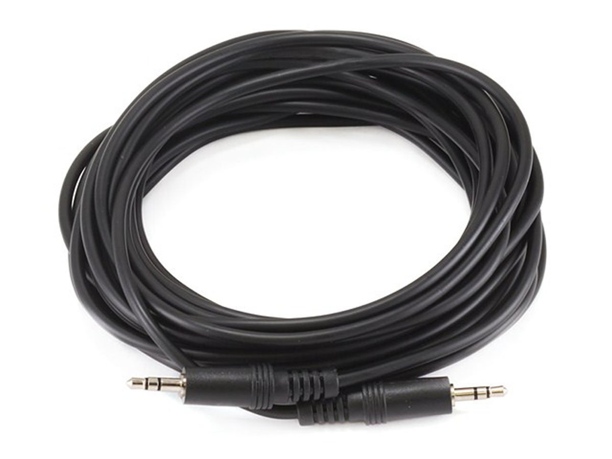 Monoprice 100646 25-Feet 3.5mm Stereo Plug/Plug M/M Cable, Black (2 Pack)