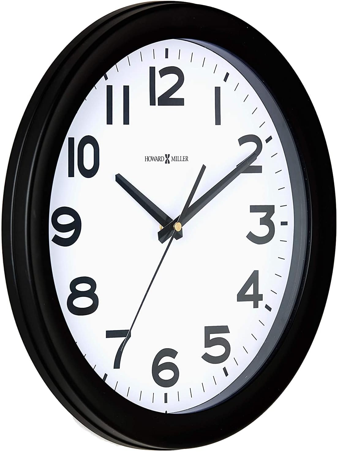 Howard Miller Kenwick Wall Clock, Black Case Classic Round Design with White Dial Optical Crystal Glass