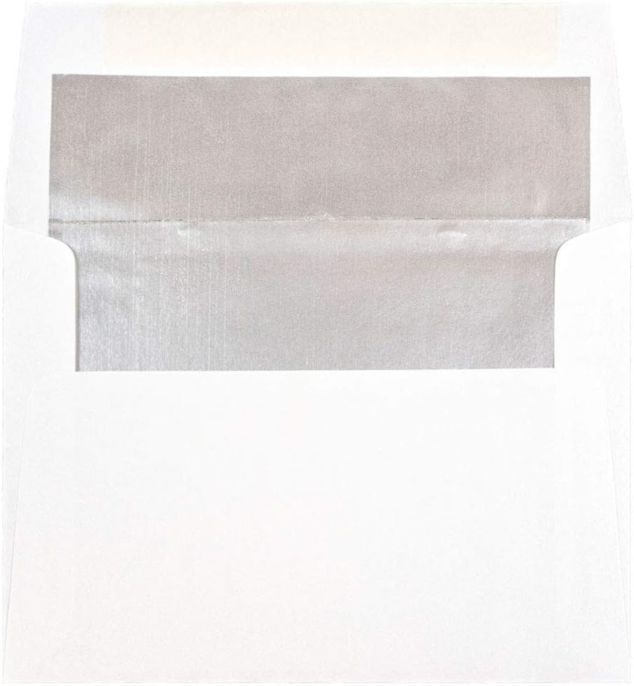 JAM PAPER Foil-Lined Invitation Envelopes - White with Foil Lining - 25/Pack