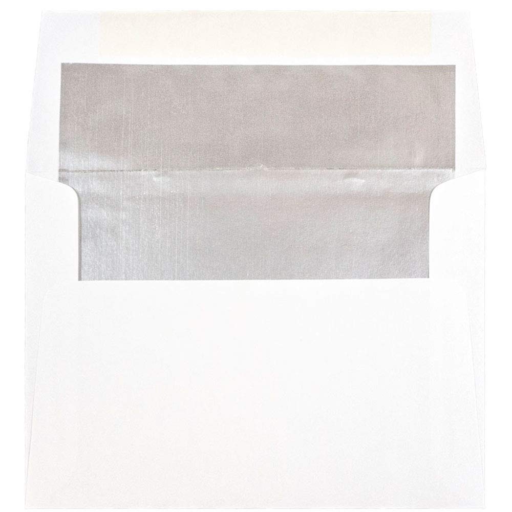 JAM PAPER Foil-Lined Invitation Envelopes - White with Foil Lining - 25/Pack