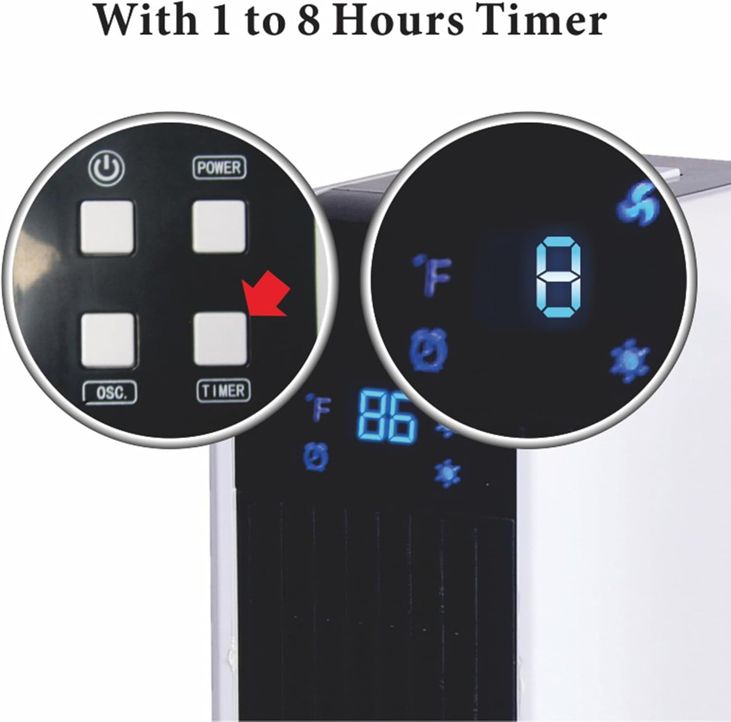 Optimus H-7319 17" Oscillating Tower Heater with Remote, Digi Temp Readout & Setting