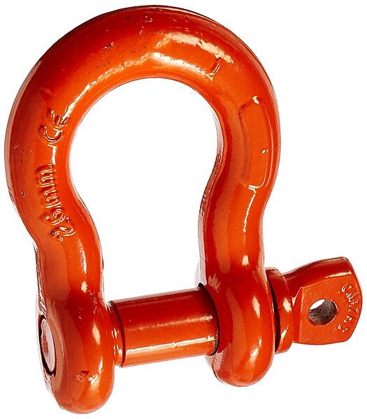 CM M654P Super Strong Anchor Shackle with Orange Powder Coated Screw Pin, 10 Ton Work Load Limit, 1" Size
