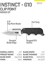 SOG Small Fixed Blade Knife - Instinct Boot Knife, EDC Knife, Neck Knife, 2.3 Inch Full Tang Blade w/ Knife Sheath and Clip, 4in. x 1in. x 8.5in. (NB1012-CP) , Black