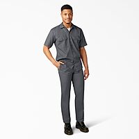 DICKIES Men's Short Sleeve Twill Work Shirt - Button-Front