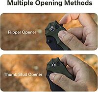 Natterjack Flipper & Thumb Stud & Button Lock Knife Milled OD Green G10 Handle