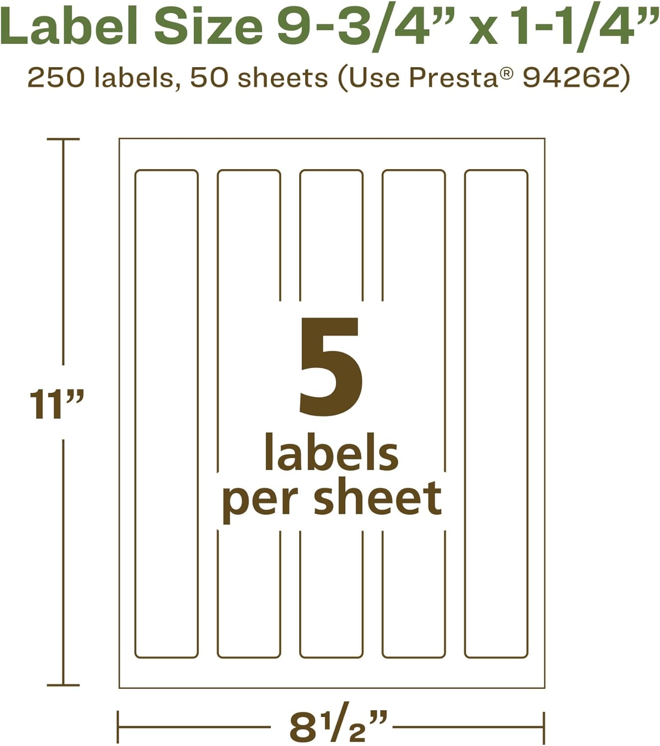 AVERY EcoFriendly Matte White Recycled Rectangle Labels, 9.75" x 1.25", Print-to-The-Edge, Permanent, Laser/Inkjet Printable