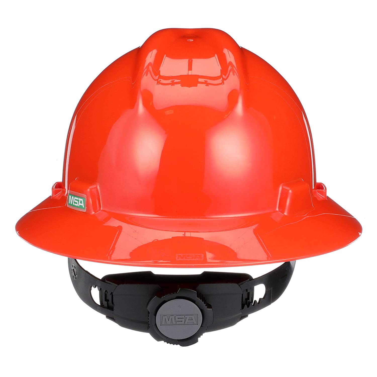 MSA 496075 V-Gard Full-Brim Hard Hat With Fas-Trac III Ratchet Suspension | Polyethylene Shell, Superior Impact Protection
