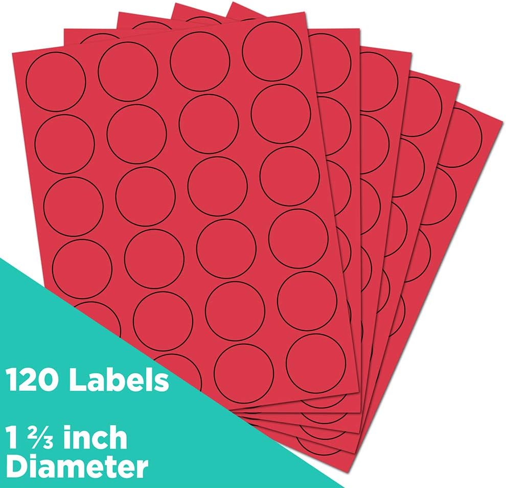 JAM PAPER Circle Label Sticker Seals - 1 2/3 Inch Diameter - 120 Round Labels/Pack