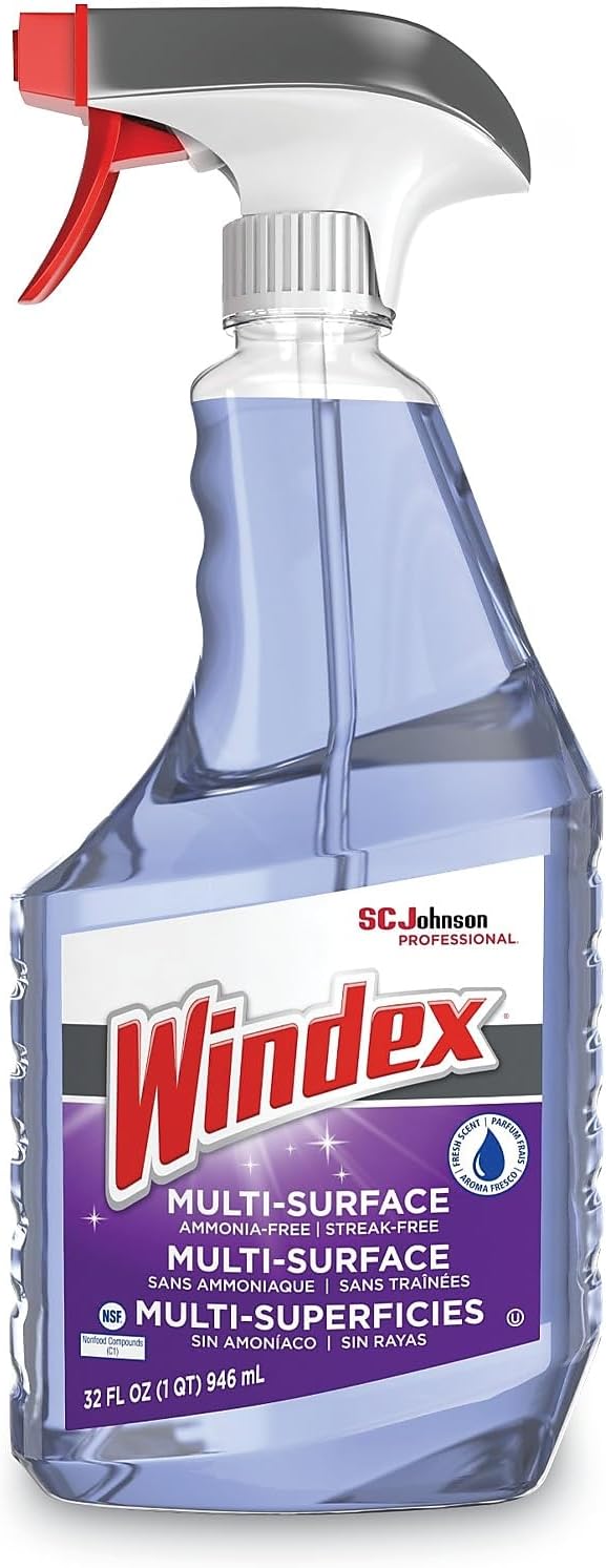 Windex Non-Ammoniated Cleaner - 32 fl oz (1 quart) - Non Ammoniated, Streak-free, Refillable - Purple Trigger Bottle - 1 Each