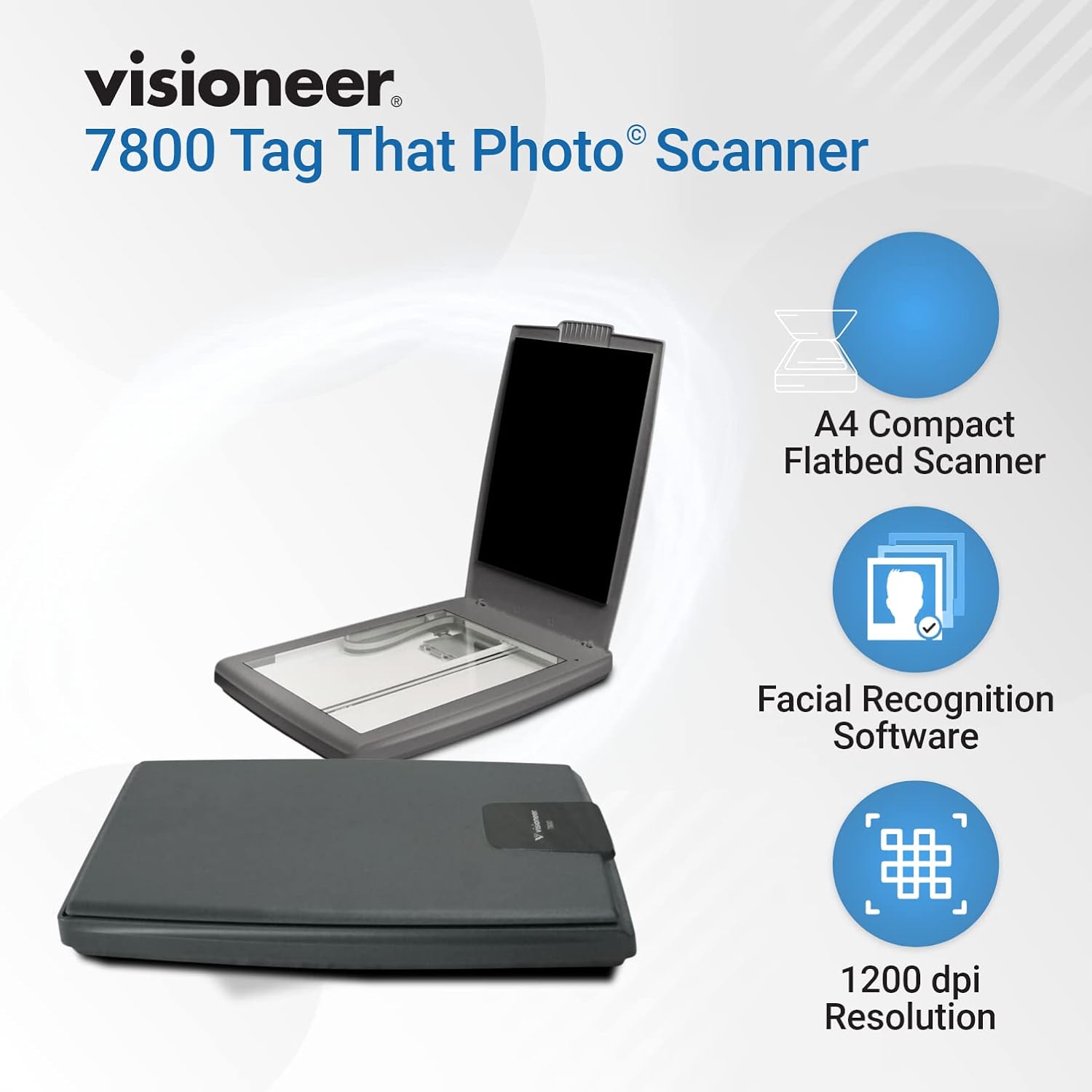Visioneer Flatbed Color Photo and Document Scanner with Tag That Photo Software