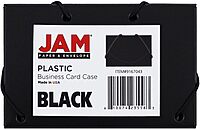 JAM PAPER Plastic Business Card Holder Case with Round Flap - Black Solid - Sold Individually