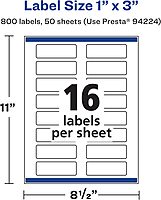 Avery Matte White Rectangle Labels, Sure Feed Technology, 1" x 3"