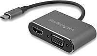 StarTech.com USB-C to VGA and HDMI Adapter - 2-in-1 - 4K 30Hz - Space Grey - Windows & Mac Compatible (CDP2HDVGA)