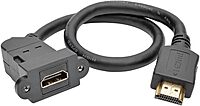 Tripp Lite High-Speed HDMI with Ethernet All-in-One Keystone/Panel Mount Extension Cable (M/F), Angled Connector, 1 ft. (P162-001-KPA-BK)