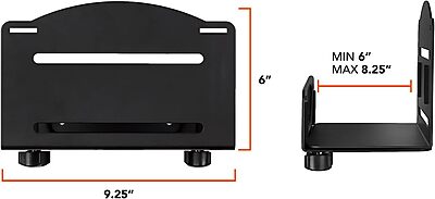 Mount-It! CPU Wall Mount Bracket, Desktop Computer Tower Holder with Safety Straps, Heavy Duty Size Adjustable CPU Holder, Steel, Black, 22 Lbs Capacity, Saves Floor and Desk Space
