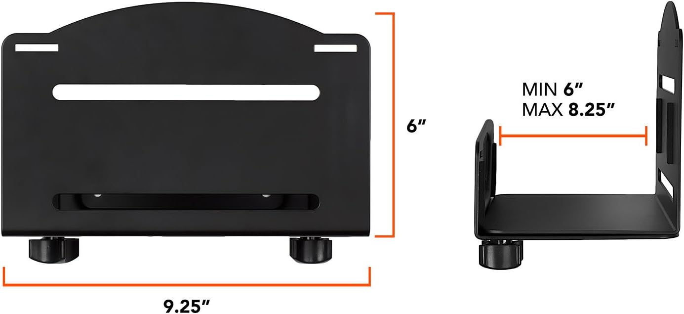 Mount-It! CPU Wall Mount Bracket, Desktop Computer Tower Holder with Safety Straps, Heavy Duty Size Adjustable CPU Holder