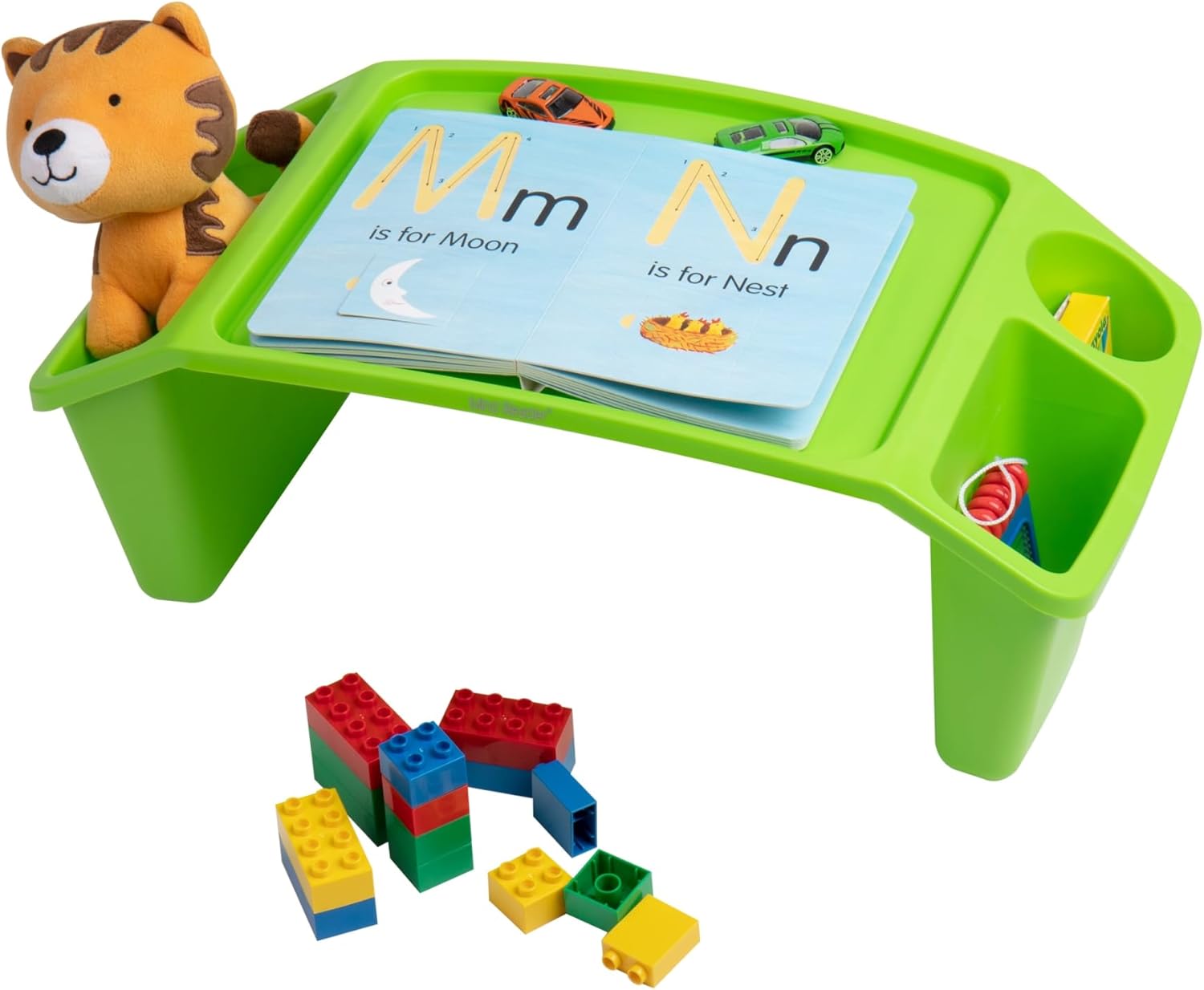 Mind Reader Kids Lap Desk, Portable Activity Tray with Side Storage, Stackable Plastic