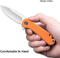 CIVIVI Elementum Folding Pocket Knife, 2.96" D2 Satin Blade,G-10 Handles, Liner Lock, Deep Carry Pocket Clip C907R (Orange)