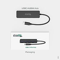 Plugable USB C to USB Adapter Hub, 4 Port USB 3.0 Hub, USB Splitter for Laptop, Compatible with Windows, MacBook Pro/Air